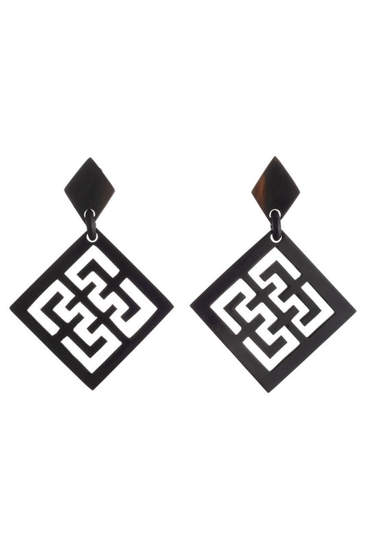 Buy Buffalo Horn Infinity Clip Earrings in Black Online Black Natori