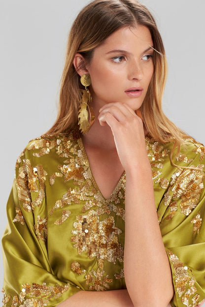 Buy Hammered Brass Dragon Swirl Drop Clip Earrings in Gold Online Gold Natori