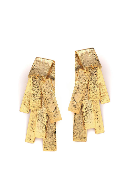 Sculptural Gold Plated Brass Drop Earrings Gold Natori