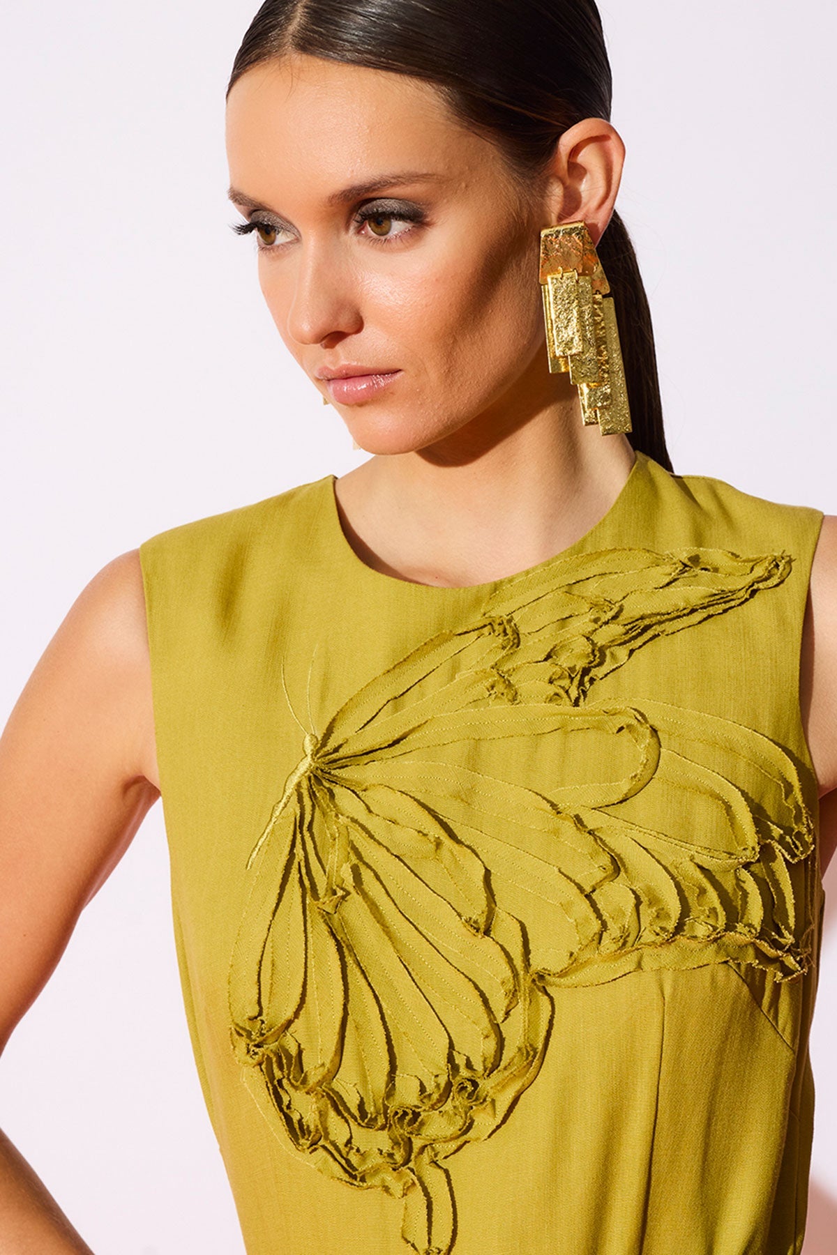 Sculptural Gold Plated Brass Drop Earrings Gold Natori