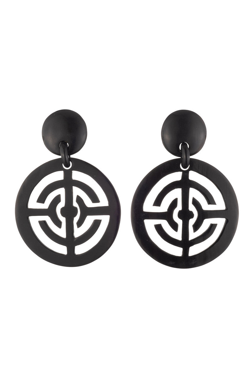 Buy Buffalo Horn Infinity Hoop Earrings in Black Online Black Natori