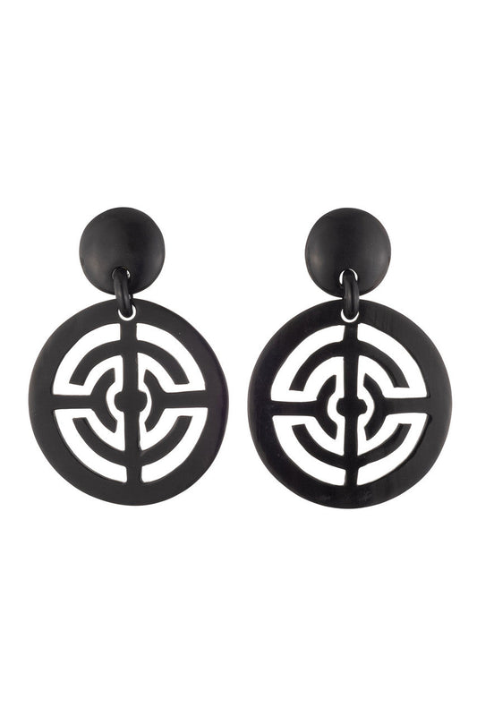Buy Buffalo Horn Infinity Hoop Earrings in Black Online Black Natori