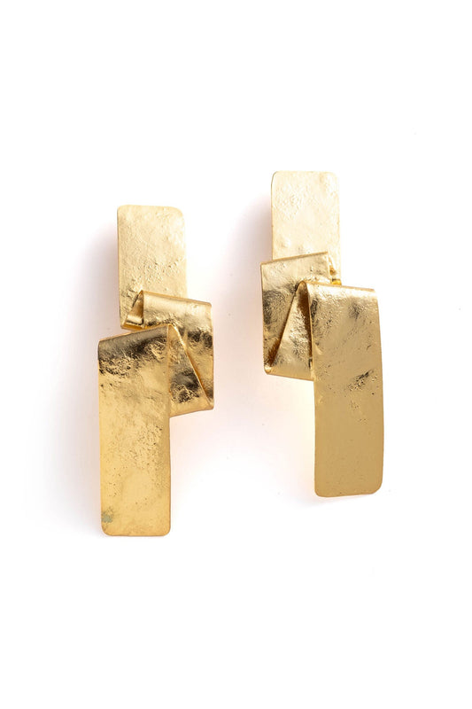 Sculptural Gold Plated Brass Earrings Gold Natori