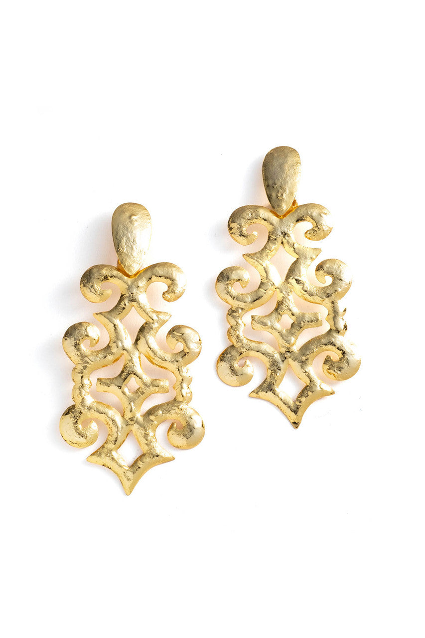 Buy Gold Plated Brass Teardrop Cut Out Earrings in Gold Online Gold Natori