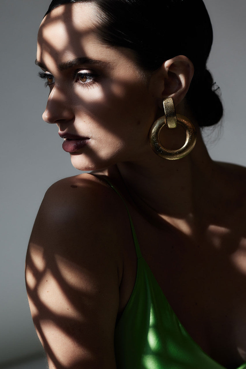 Buy Acacia Wood and Gold Plated Interlocked Hoop Earrings in Antique Gold Online Antique Gold Natori