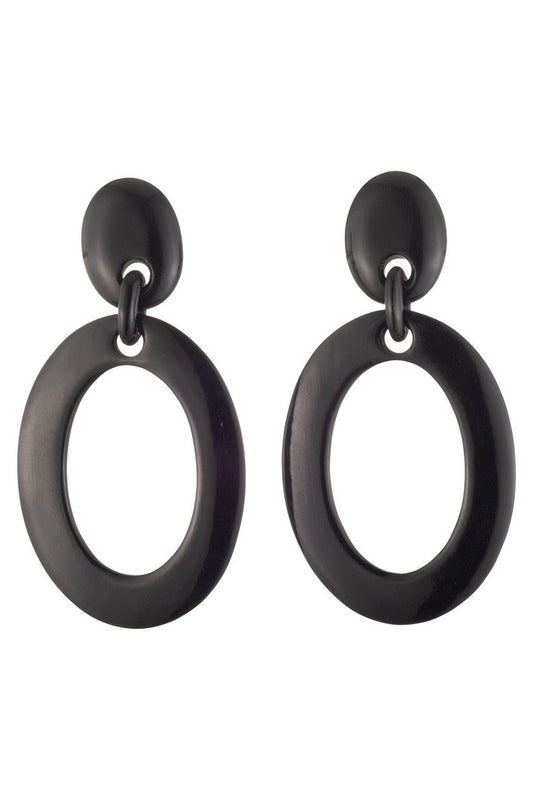 Buy Buffalo Horn Single Oval Hoop Earrings in Black Online Black Natori