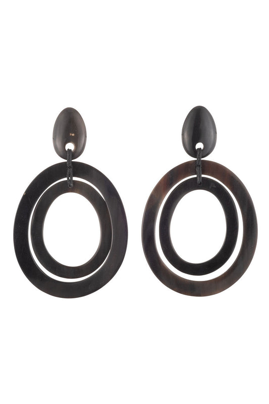 Buy Buffalo Horn Double Hoop Earrings in Black Online Black Natori