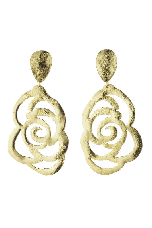 Buy Gold Plated Floral Scroll Drop Earrings in Gold Online Gold Natori