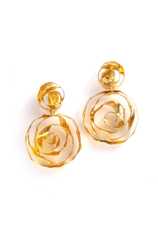 Rosette Gold Plated Drop Earrings Gold Natori