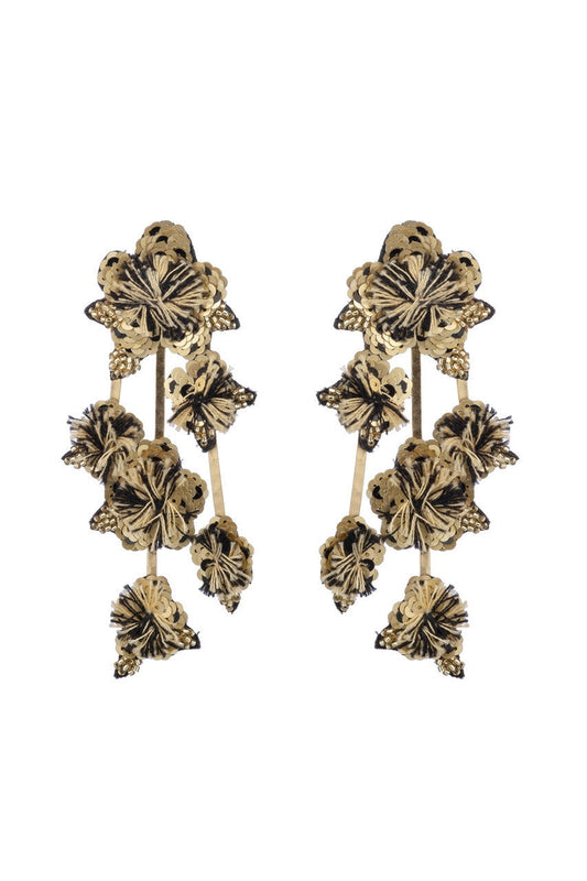 Buy Gold Plated Brass Floral Clip Earrings in Gold Online Gold Natori