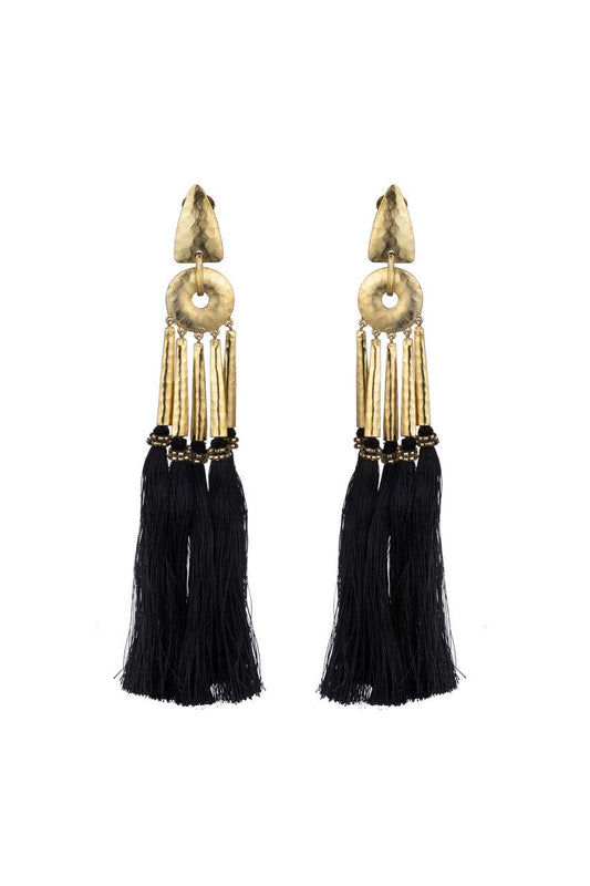 Buy Gold Plated Brass Tassel Clip Earrings in Gold Online Gold Natori