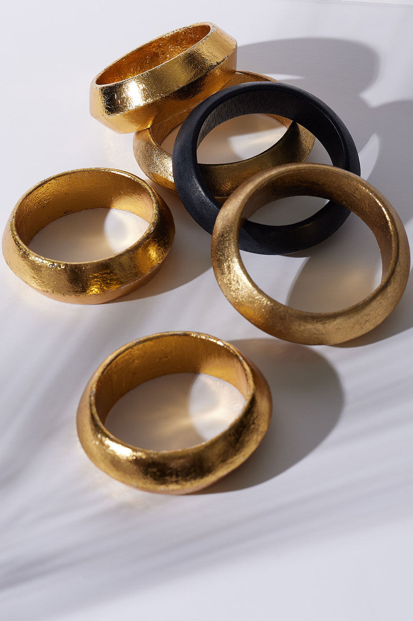 Buy Acacia Wooden Bangle Set in Black Online Black Natori