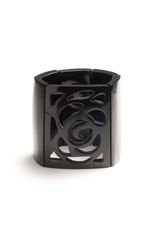 Buy Buffalo Horn Square Scroll Bangle in Black Online Black Natori