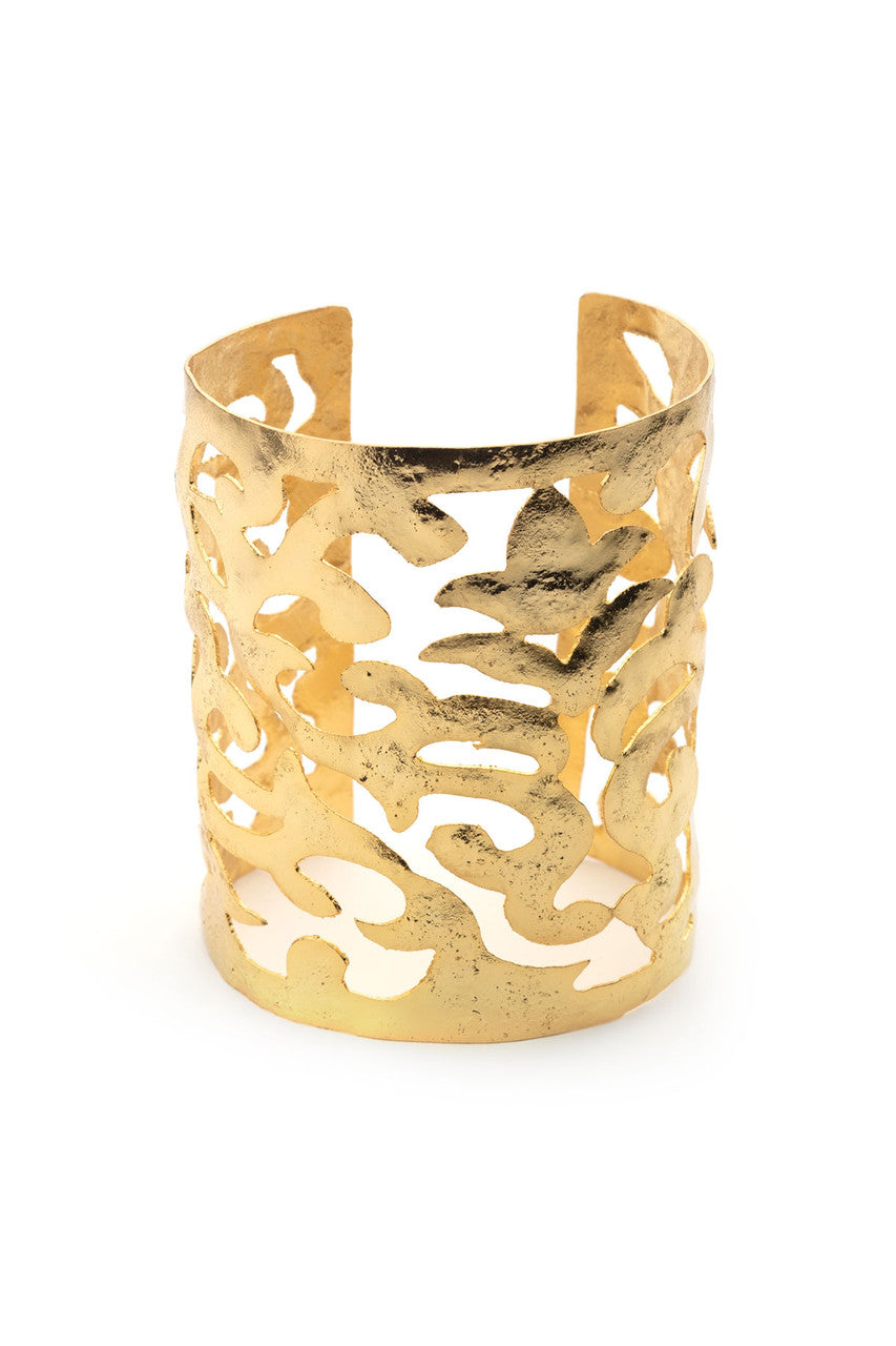 Buy Gold Plated Scroll Cuff Bangle in Gold Online Gold Natori