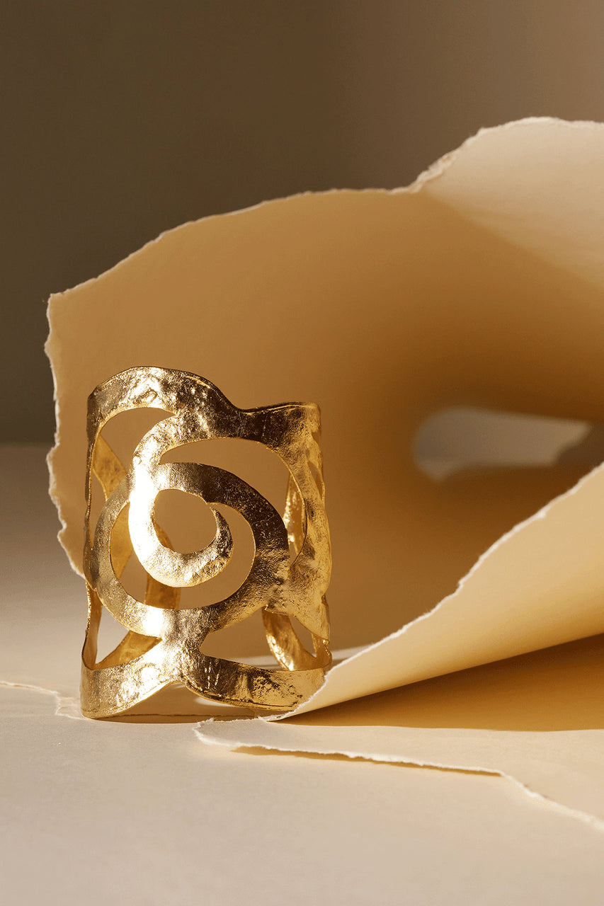 Buy Gold Plated Scroll Cuff in Gold Online Gold Natori