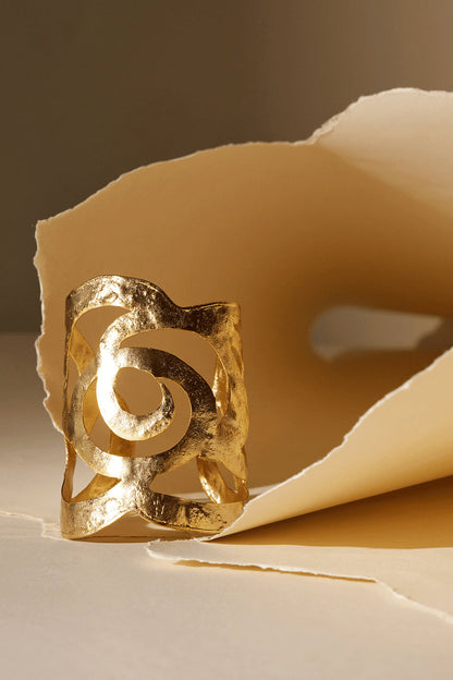 Buy Gold Plated Scroll Cuff in Gold Online Gold Natori