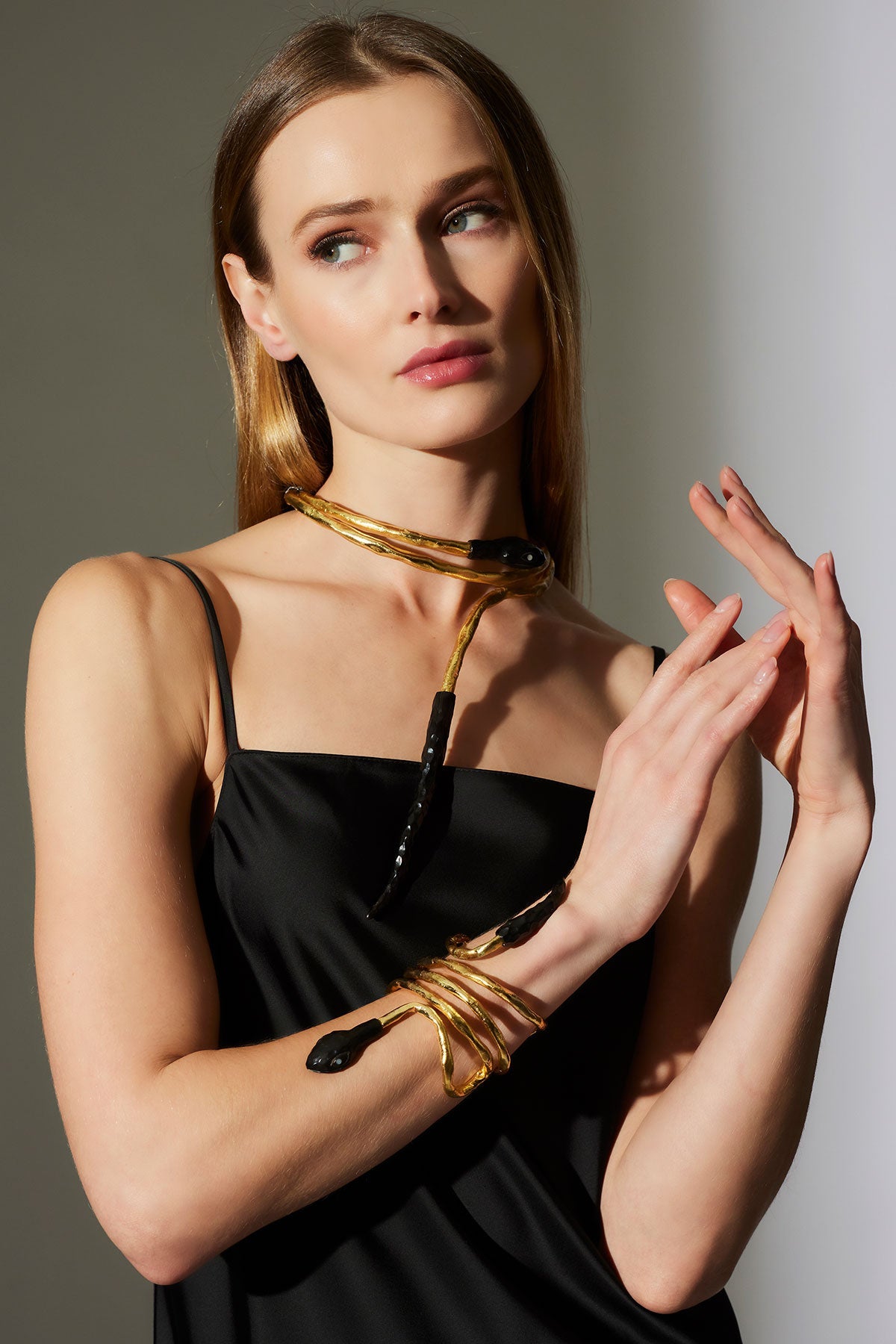 Gold Plated Brass Snake Bracelet Gold Natori