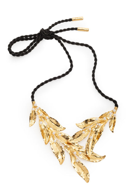 Fresh Water Pearl & Gold Plated Cluster Leaf Necklace Gold Natori