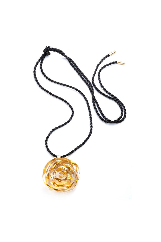 Rosette Gold Plated Pendant Necklace Gold Natori
