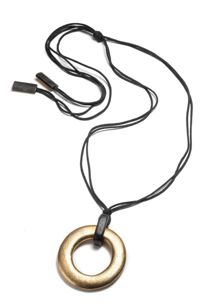 Buy Acacia Wood and Gold Plated Pendant Necklace in Black/Gold Online Black/Gold Natori