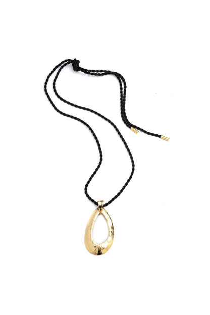 Gold Plated Brass Oval Pendant Necklace Gold Natori
