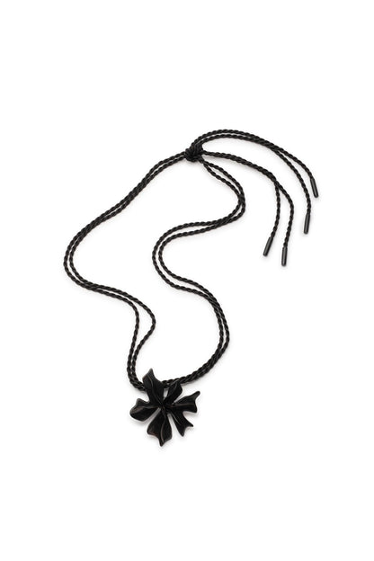 Horn Floral Pendant Necklace Black Natori