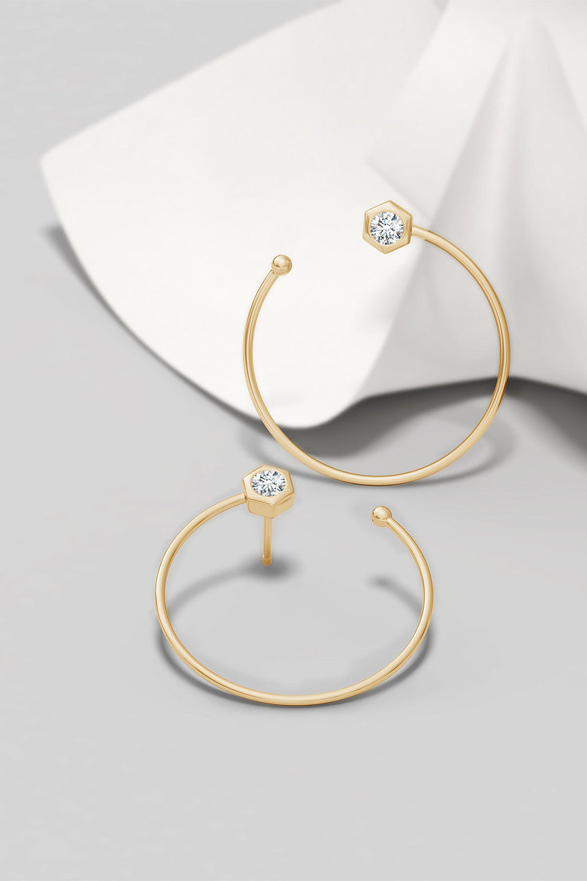 Buy Indochine 14k Small Diamond Side-Facing Open Hoop Earrings in 14K Yellow Gold Online 14K Yellow Gold Natori
