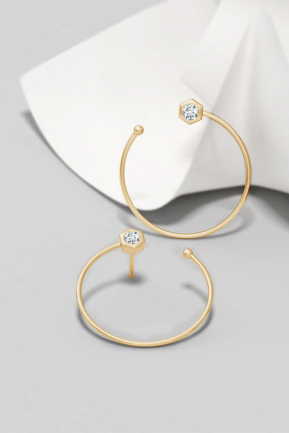 Buy Indochine 14k Small Diamond Side-Facing Open Hoop Earrings in 14K Yellow Gold Online 14K Yellow Gold Natori