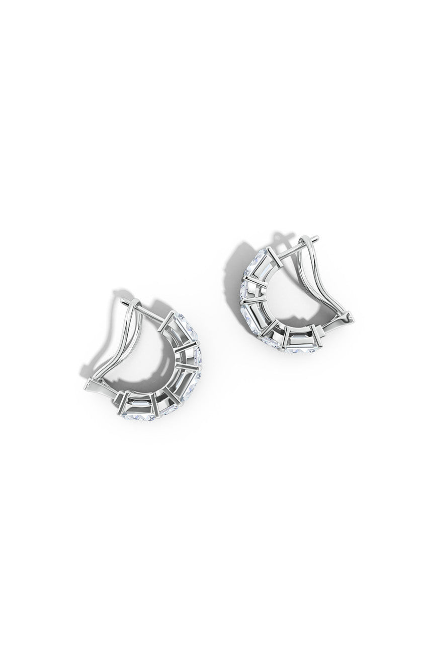Buy Orient Express Lab-Grown 14K Gold Emerald Cut & Cushion Diamond Half Hoop Earrings in 14K White Gold Online 14K White Gold Natori