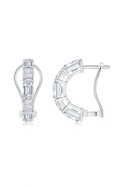 Buy Orient Express Lab-Grown 14K Gold Emerald Cut & Cushion Diamond Half Hoop Earrings in 14K White Gold Online 14K White Gold Natori