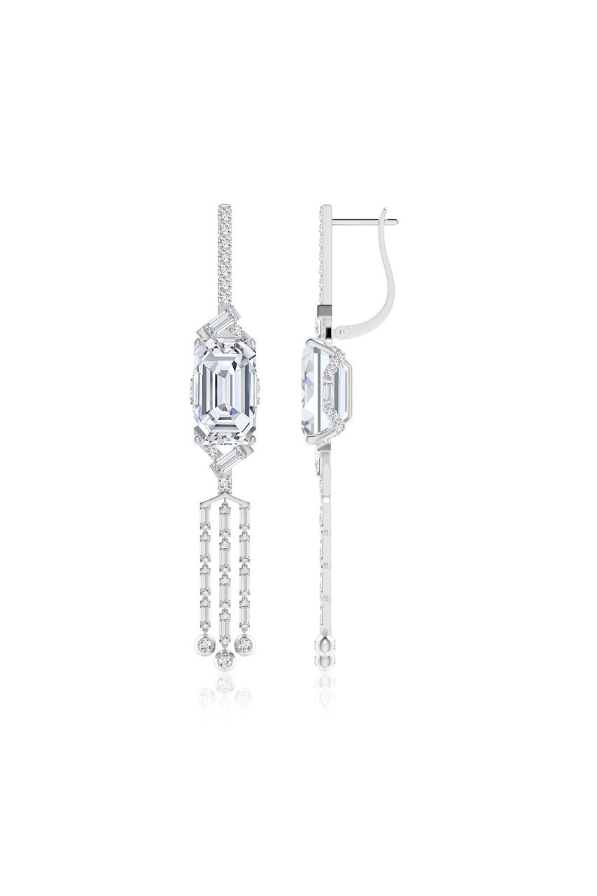 Buy Orient Express Lab-Grown 14K Gold Emerald Cut & Baguette Diamond Tassel Drop Earrings in 14K White Gold Online 14K White Gold Natori