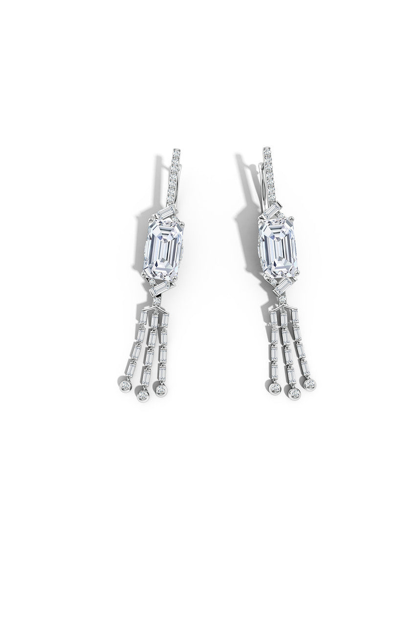 Buy Orient Express Lab-Grown 14K Gold Emerald Cut & Baguette Diamond Tassel Drop Earrings in 14K White Gold Online 14K White Gold Natori