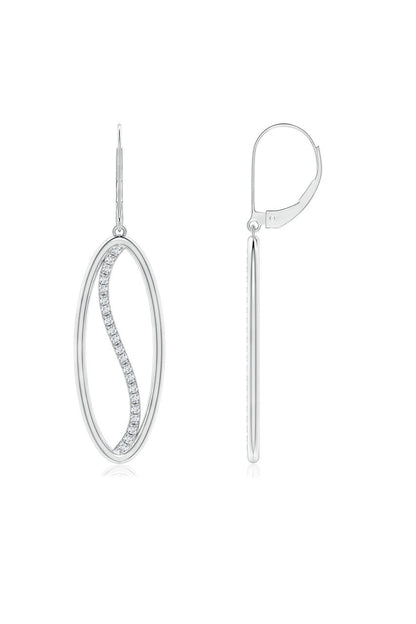 Buy Shangri-La Elliptical Yin-Yang 14K Gold and Diamond Medium Leverback Earrings in 14K White Gold Online 14K White Gold Natori