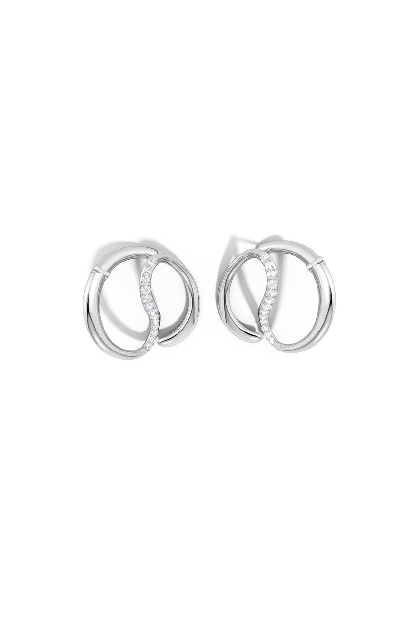 Buy Shangri-La Yin-Yang 14K Gold and Diamond Large Button Stud Earrings in 14K White Gold Online 14K White Gold Natori