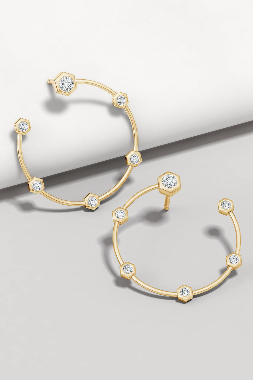 Buy Indochine 14k Small 6-Diamond Side-Facing Open Hoop Earrings in 14K Yellow Gold Online 14K Yellow Gold Natori