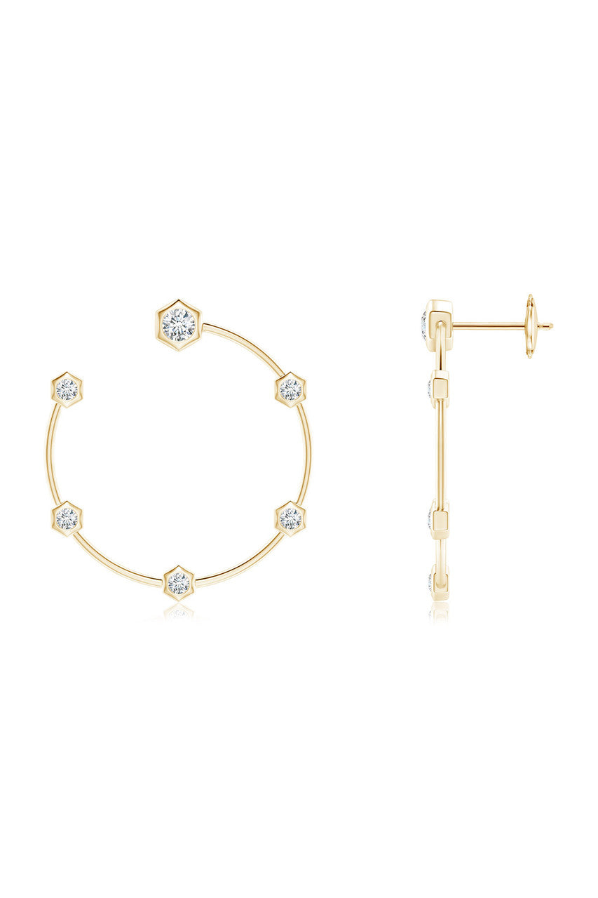 Buy Indochine 14k Small 6-Diamond Side-Facing Open Hoop Earrings in 14K Yellow Gold Online 14K Yellow Gold Natori