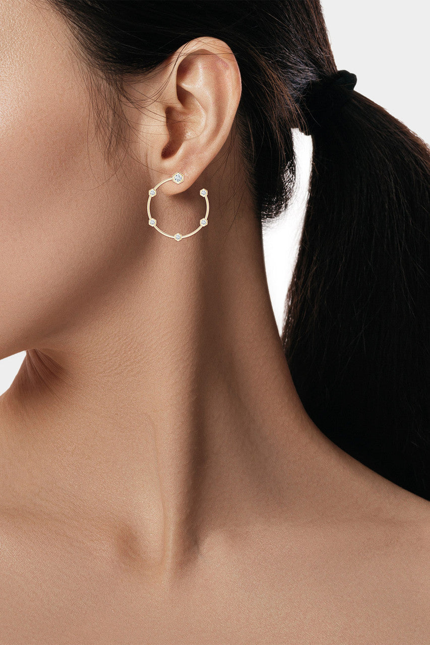 Buy Indochine 14k Small 6-Diamond Side-Facing Open Hoop Earrings in 14K Yellow Gold Online 14K Yellow Gold Natori