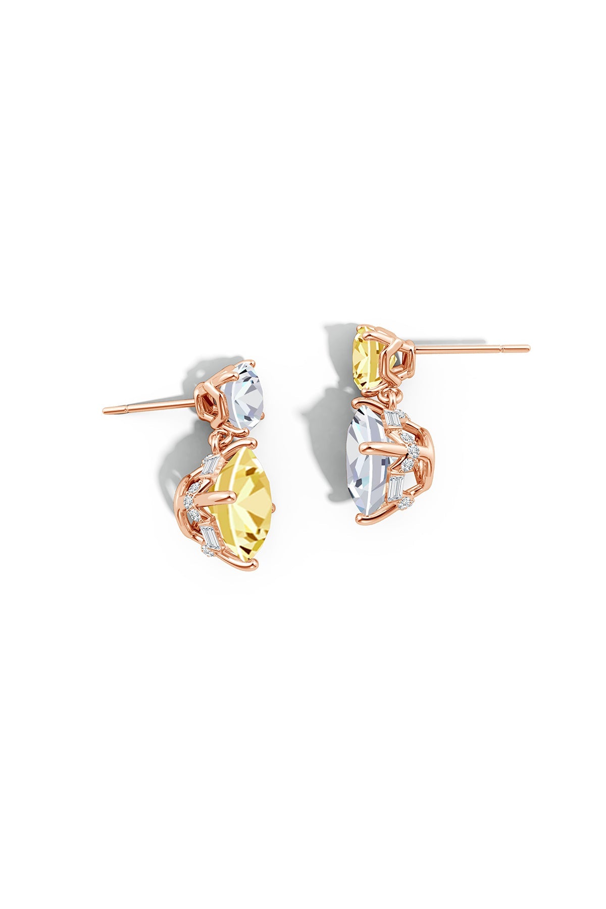 Buy Orient Express Lab-Grown 14K Gold with Yellow & White Diamond Two Stone Earrings in 14K Rose Gold Online 14K Rose Gold Natori