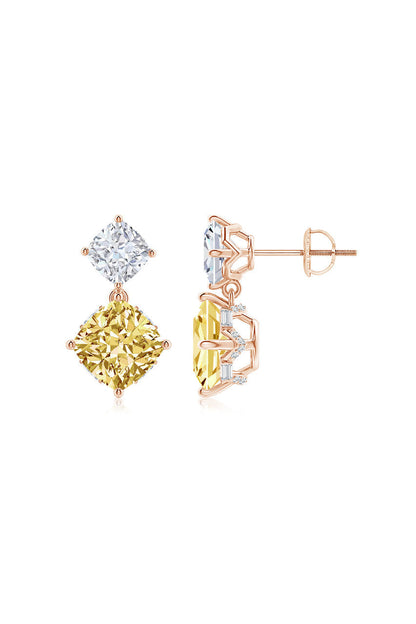 Buy Orient Express Lab-Grown 14K Gold with Yellow & White Diamond Two Stone Earrings in 14K Rose Gold Online 14K Rose Gold Natori