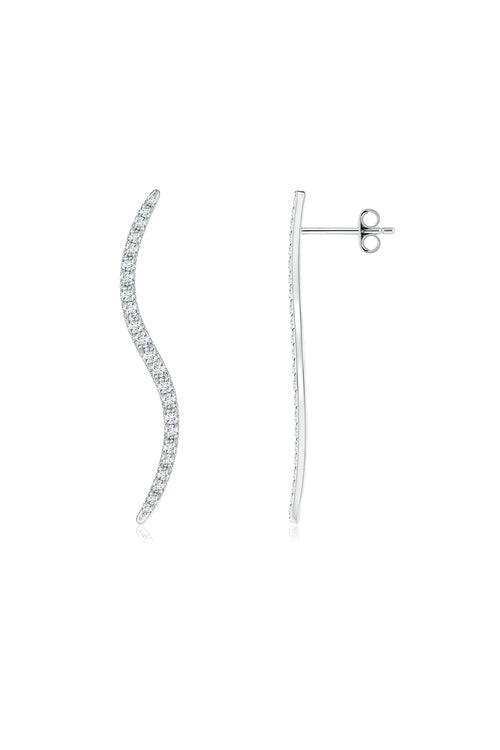 Buy Shangri-La Brushstroke 14k Gold and Diamond Medium Stud Earrings in 14K White Gold Online 14K White Gold Natori