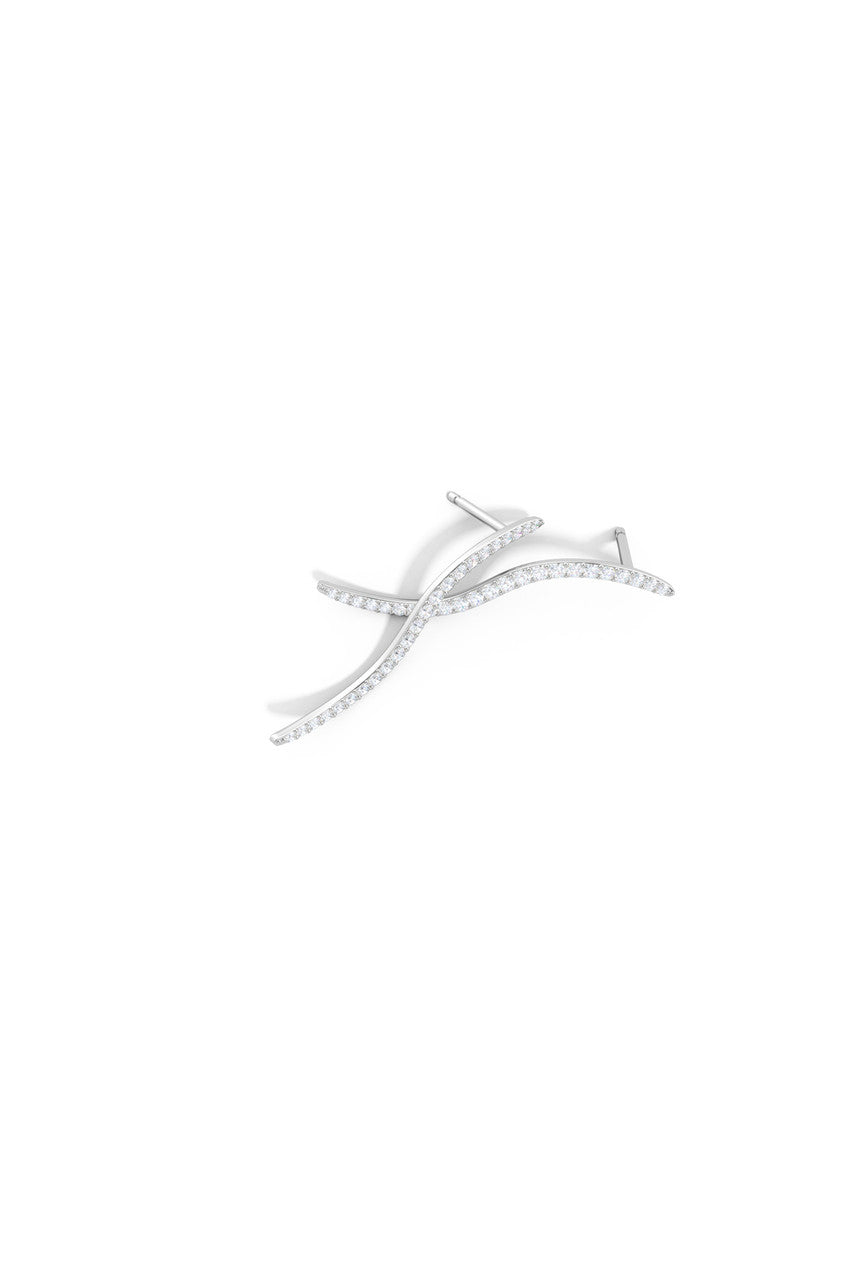 Buy Shangri-La Brushstroke 14k Gold and Diamond Medium Stud Earrings in 14K White Gold Online 14K White Gold Natori