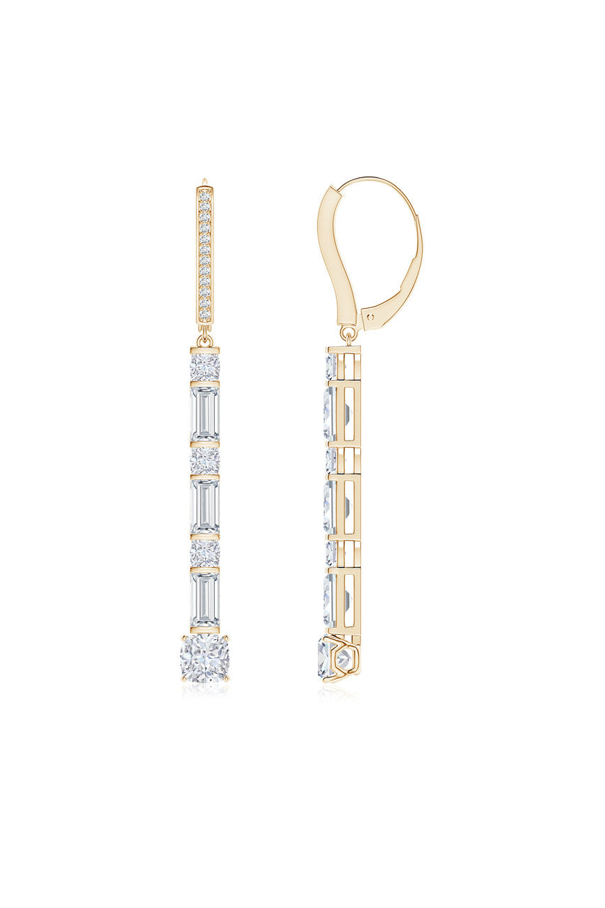 Buy Orient Express Lab-Grown 14K Gold Baguette & Cushion Diamond Long Drop Earrings in 14K Yellow Gold Online 14K Yellow Gold Natori