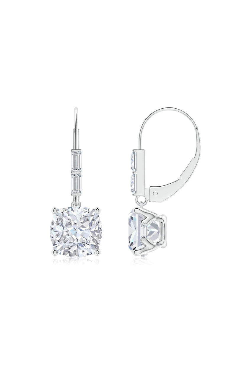 Orient Express Lab-Grown 14K Gold Cushion Diamond Earrings 14K White Gold Natori