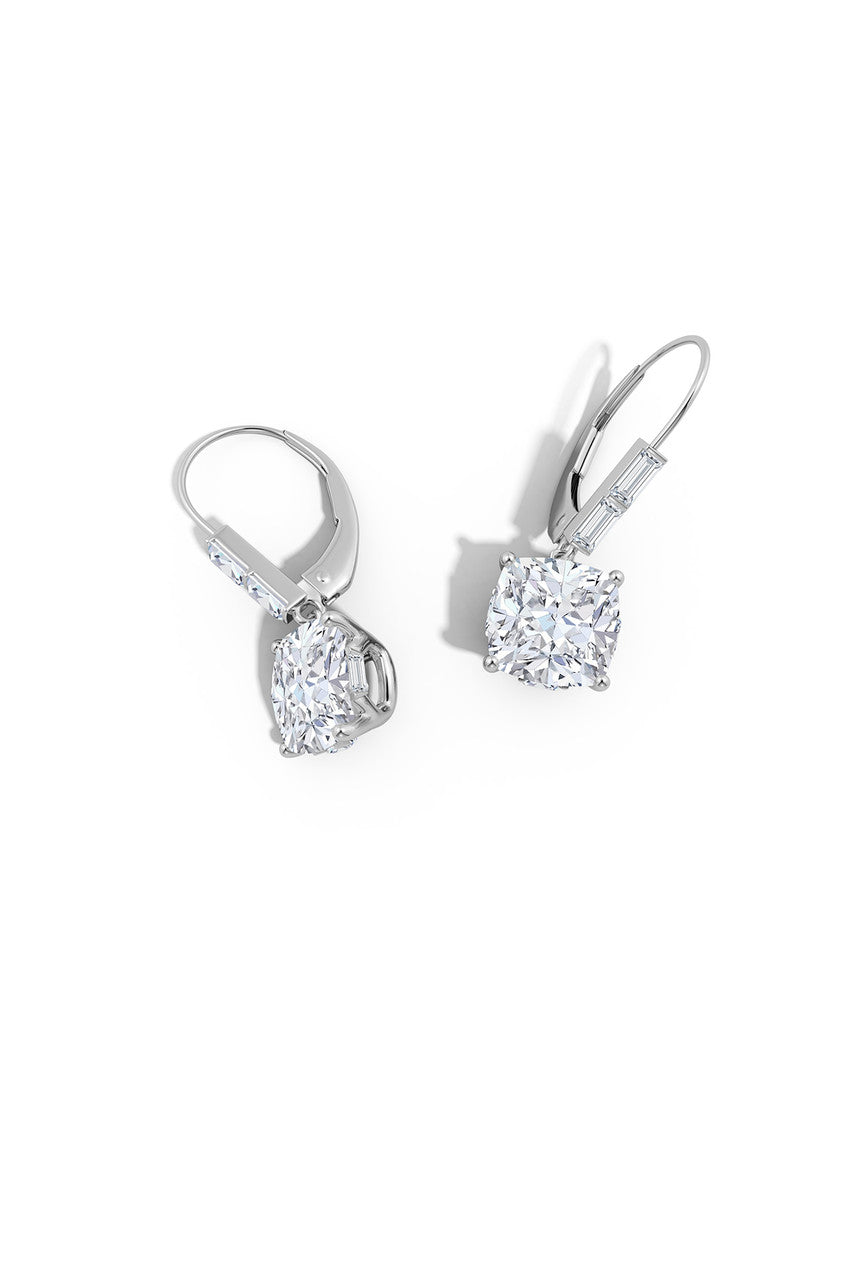 Orient Express Lab-Grown 14K Gold Cushion Diamond Earrings 14K White Gold Natori