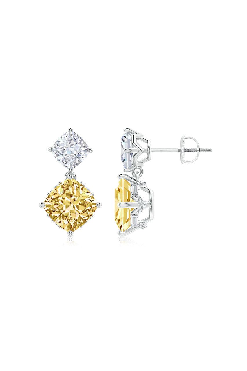 Buy Orient Express Lab-Grown 14K Gold with Yellow & White Diamond Two Stone Earrings in 14K White Gold Online 14K White Gold Natori
