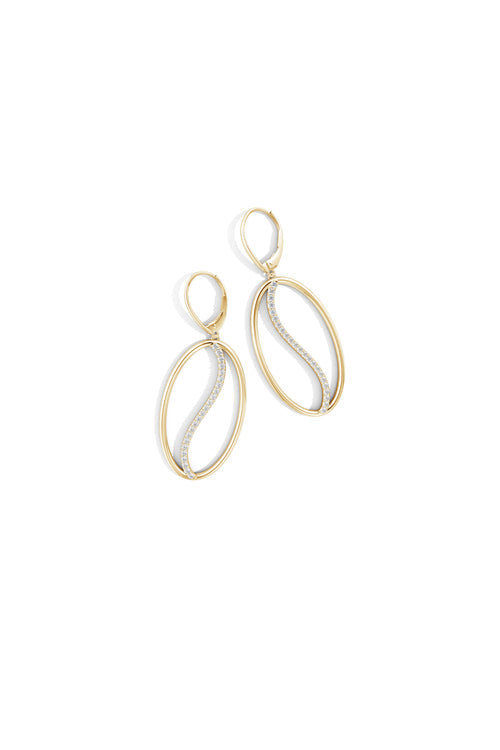 Buy Shangri-La Elliptical Yin-Yang 14K-Gold and Diamond Large Leverback Earrings in 14K Yellow Gold Online 14K Yellow Gold Natori