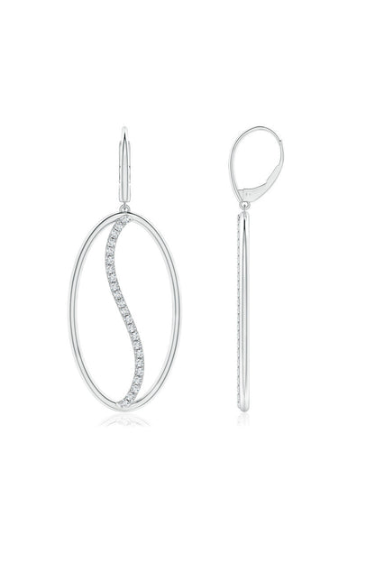 Buy Shangri-La Elliptical Yin-Yang 14K-Gold and Diamond Large Leverback Earrings in 14K White Gold Online 14K White Gold Natori