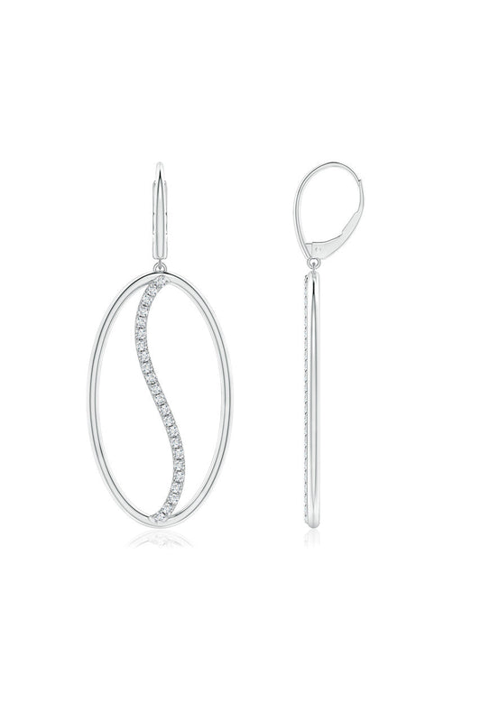 Buy Shangri-La Elliptical Yin-Yang 14K-Gold and Diamond Large Leverback Earrings in 14K White Gold Online 14K White Gold Natori