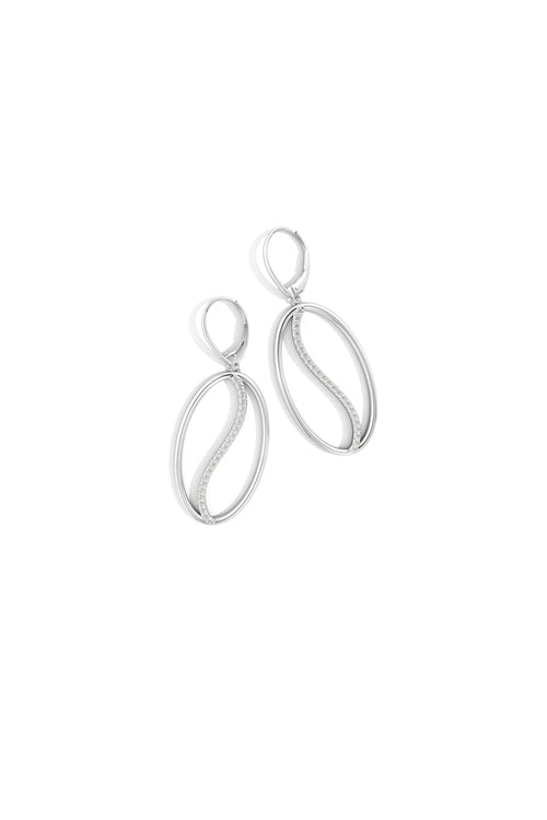 Buy Shangri-La Elliptical Yin-Yang 14K-Gold and Diamond Large Leverback Earrings in 14K White Gold Online 14K White Gold Natori