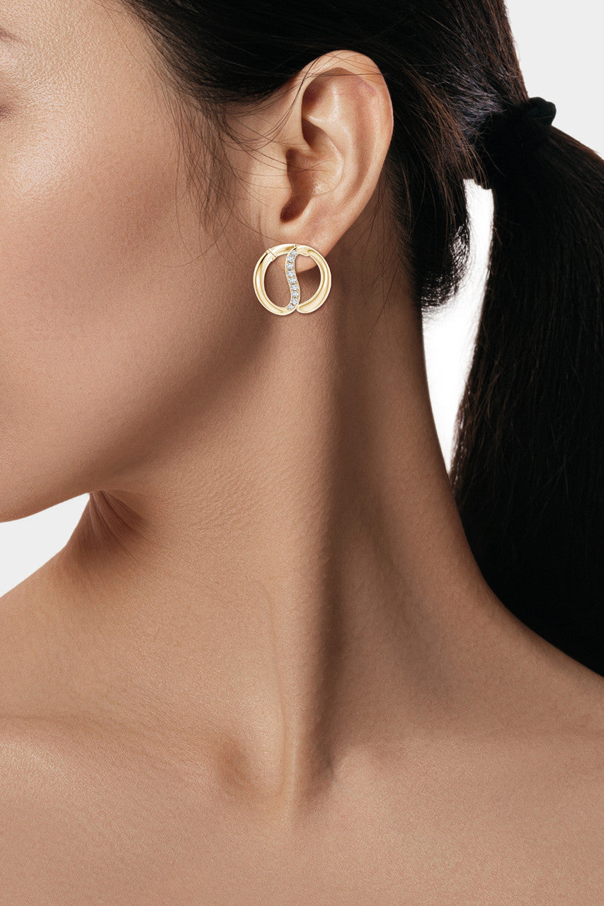 Buy Shangri-La Yin-Yang 14K Gold and Diamond Medium Button Stud Earrings in 14K Yellow Gold Online 14K Yellow Gold Natori